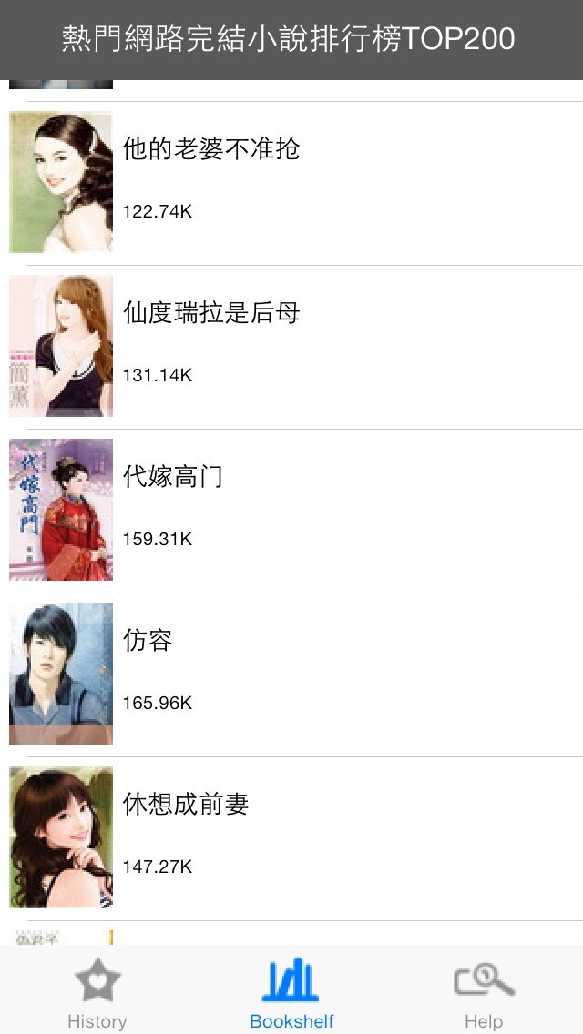 Emulate iPhone app 最新熱門網路完結小說排行榜TOP200[簡繁精排] using MyAndroid
